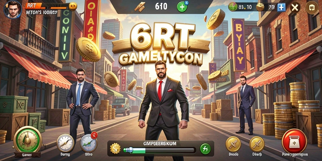 Screenshot gameplay 6RT menampilkan pengelolaan bisnis yang seru dan interaktif.