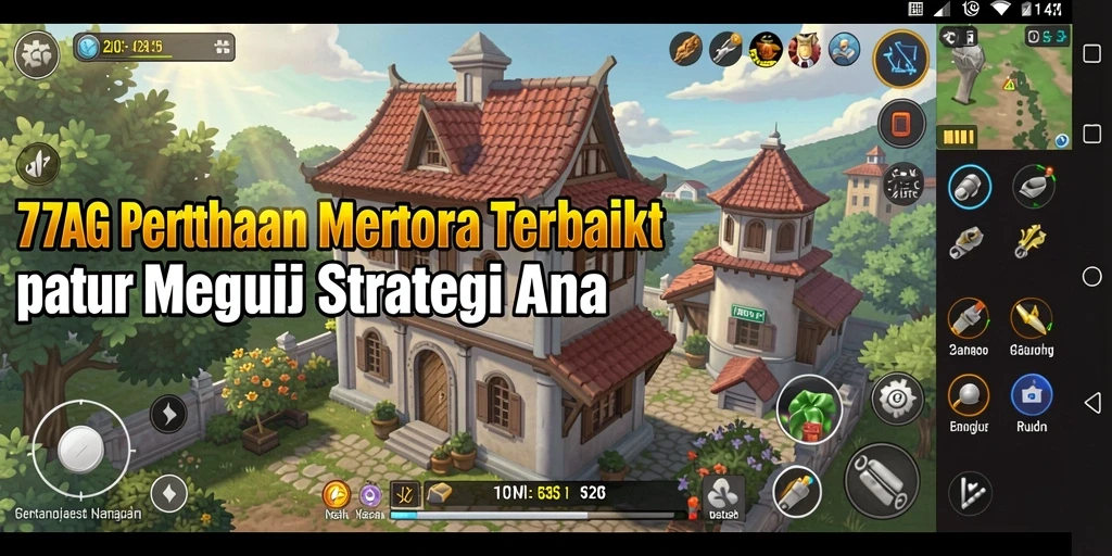 Screenshot menampilkan gameplay seru dalam pertahanan menara di 77AG.