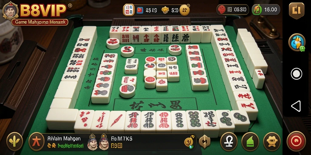 Tampilan gameplay menegangkan dari B8VIP dalam permainan Mahjong.