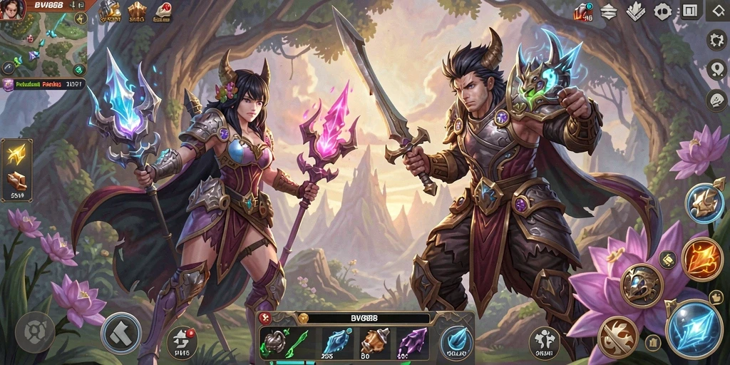 Gameplay BW888 menampilkan pertarungan epik dan eksplorasi dunia yang luas.