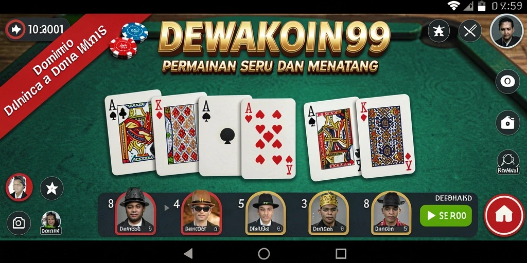 Screenshot DEWAKOIN99 menampilkan momen seru dalam permainan Domino.