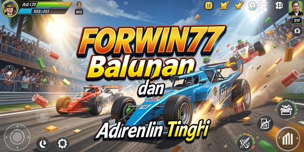 Gameplay seru dan mendebarkan di FORWIN77 saat balapan.