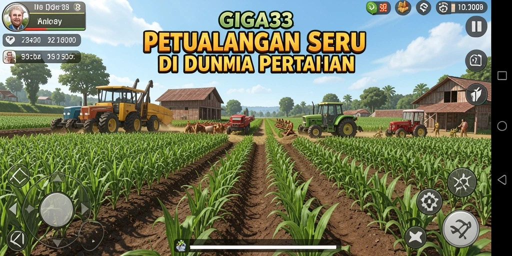 Screenshot GIGA33 menampilkan pemain yang sedang menanam dan merawat tanaman.