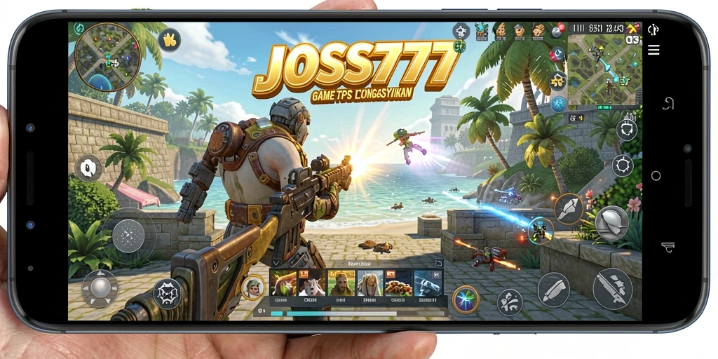 Screenshot permainan utama JOSS777 menunjukkan aksi TPS yang mendebarkan.