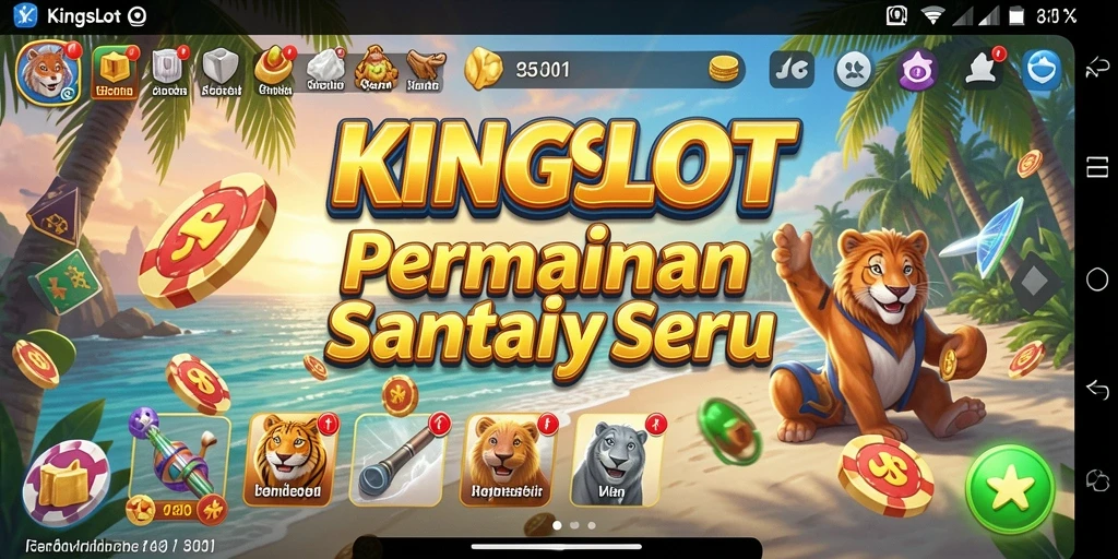 Screenshot KINGSLOT menampilkan aksi gameplay yang seru dan penuh warna.