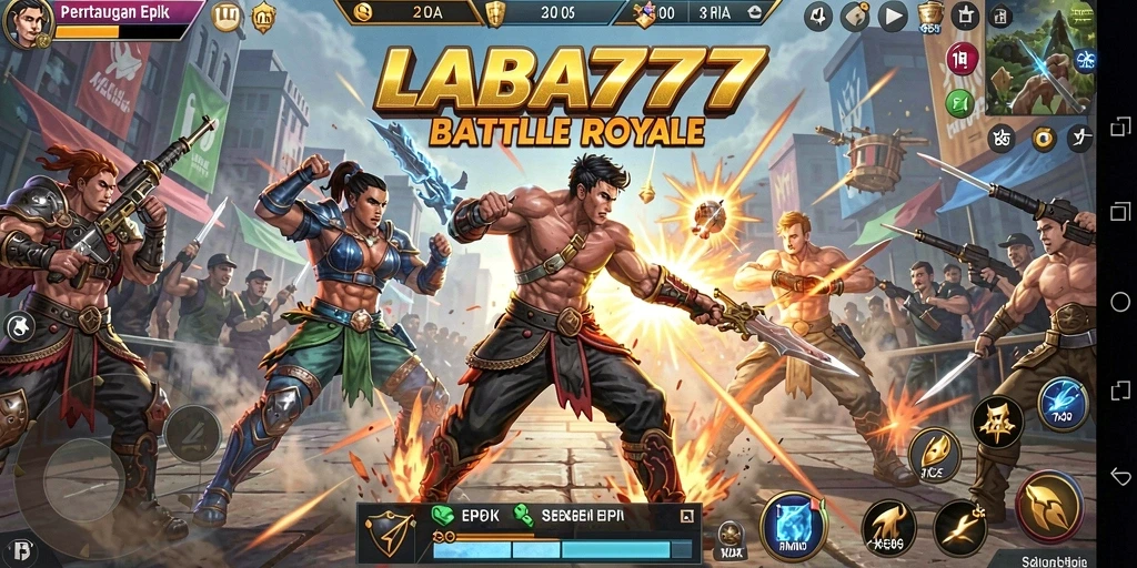 Screenshot LABA777 menunjukkan aksi seru dalam pertempuran Battle Royale.