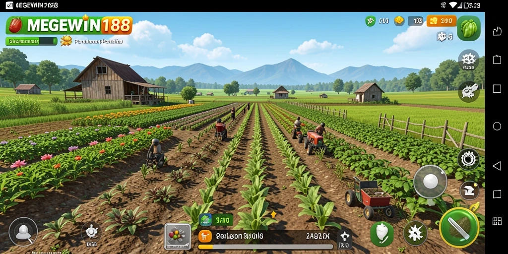 Screenshot gameplay MEGEWIN188 menampilkan aktivitas pertanian yang seru.