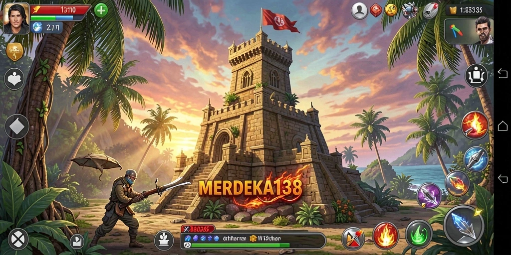 Tangkapan layar gameplay <strong>MERDEKA138</strong> yang menampilkan aksi Tower Defense yang intens.