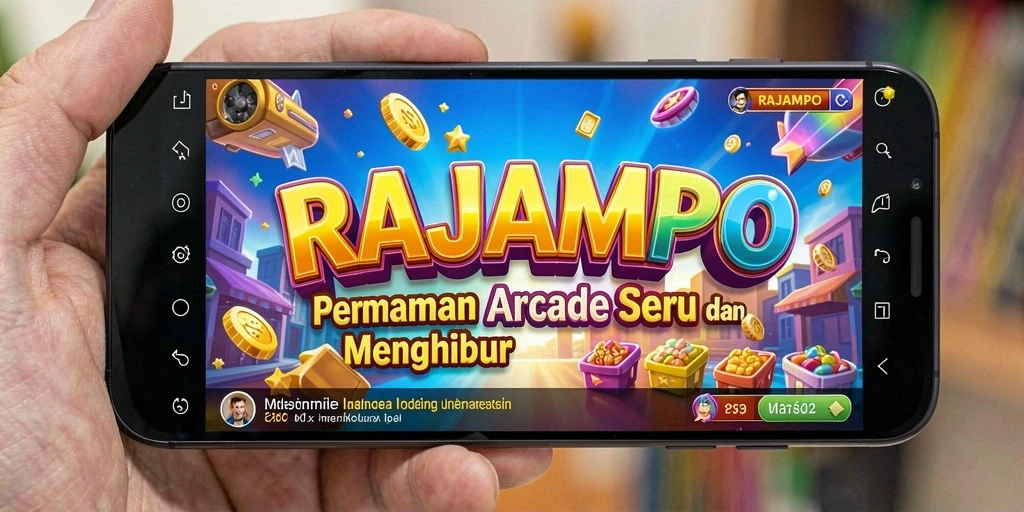 Tangkapan layar RAJAMPO menampilkan aksi seru dalam permainan arcade.