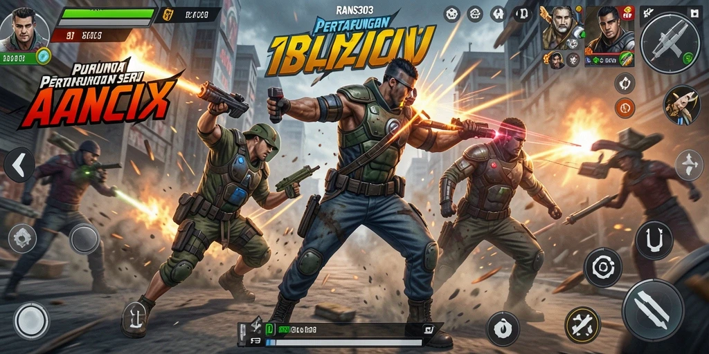 Screenshot gameplay <strong>RANS303</strong> dengan aksi bertarung yang mendebarkan.