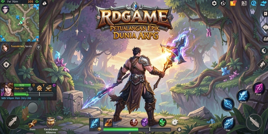 Screenshot menampilkan petualangan seru dalam RPGAME dengan karakter yang sedang bertarung.