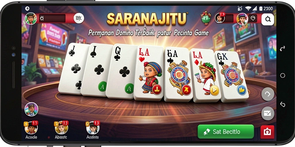 Screenshot utama dari SARANAJITU menampilkan gameplay seru permainan Domino.