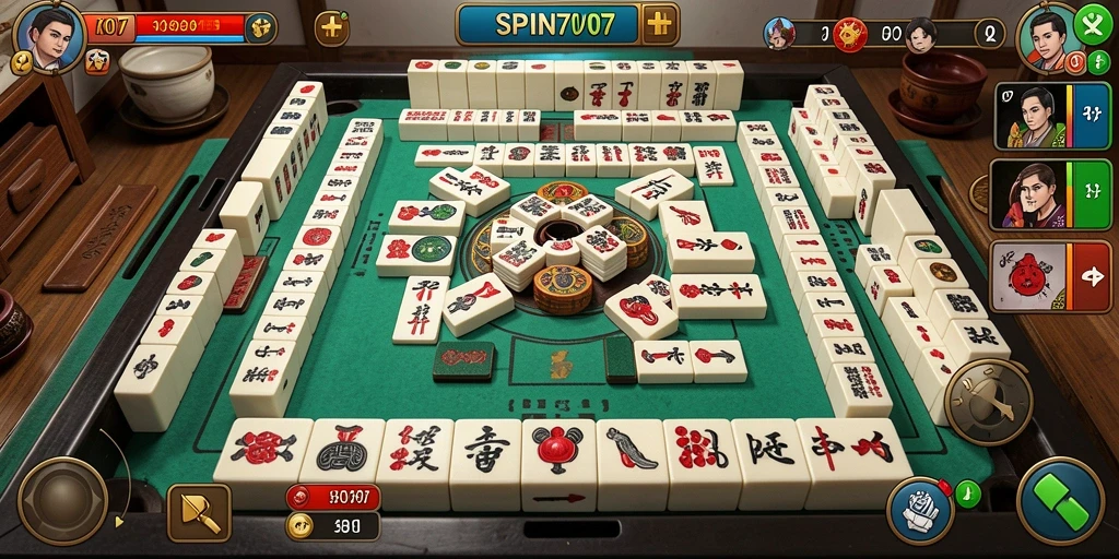 Tampilan gameplay Mahjong yang seru di SPIN707.