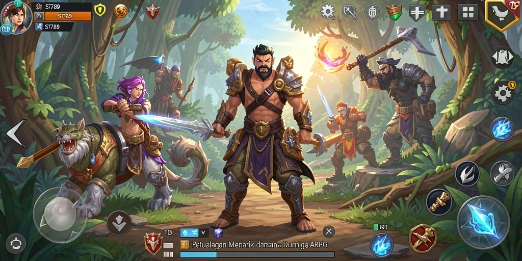 Tampilan screenshot game ST789 yang menggambarkan pertarungan epik dalam ARPG.